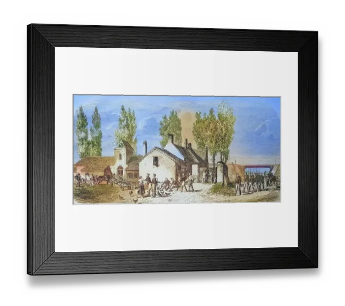 Framed Print : Belgian outpost at the railway viaduct on the Belgian-French border, illustrated war chronicle 1870-1871, Franco-German campaign, Germany, France Framed Print : Belgian outpost at the railway viaduct on the Belgian-French border, illustrated war chronicle 1870-1871, Franco-German campaign, Germany, France