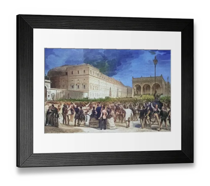 Framed Print : National homage in front of the royal residence in Munich on 17 July 1870, illustrated war chronicle 1870-1871, Franco-German campaign, Germany, France Framed Print : National homage in front of the royal residence in Munich on 17 July 1870, illustrated war chronicle 1870-1871, Franco-German campaign, Germany, France
