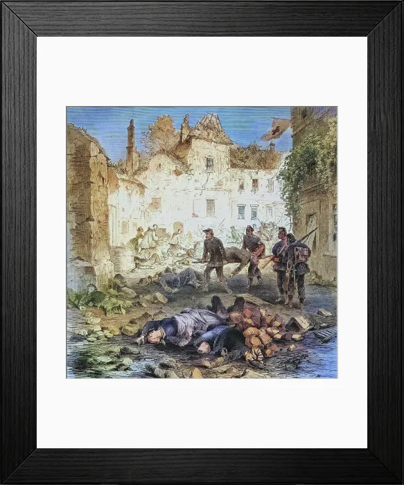 Framed Print : A street in Laon after the blast of the powder tower, illustrated war history, German, French war 1870-1871, Germany, France Framed Print : A street in Laon after the blast of the powder tower, illustrated war history, German, French war 1870-1871, Germany, France