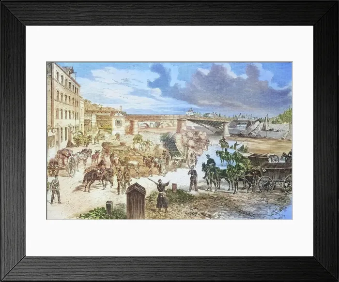 Framed Print : The army magazine and the blown up bridges in Pantoise near Paris, illustrated war history, German, French war 1870-1871, Germany, France Framed Print : The army magazine and the blown up bridges in Pantoise near Paris, illustrated war history, German, French war 1870-1871, Germany, France