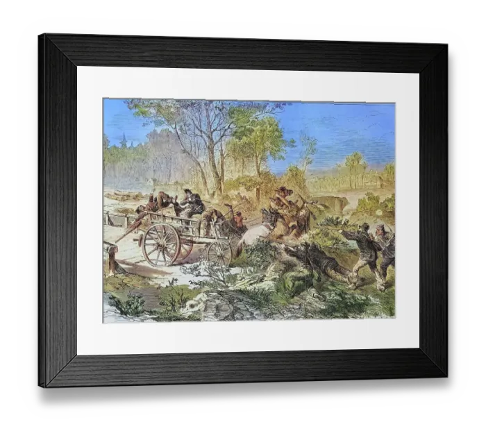 Framed Print : Robbery of a postal wagon by the french, illustrated war history, German, French war 1870-1871, Germany, France Framed Print : Robbery of a postal wagon by the french, illustrated war history, German, French war 1870-1871, Germany, France