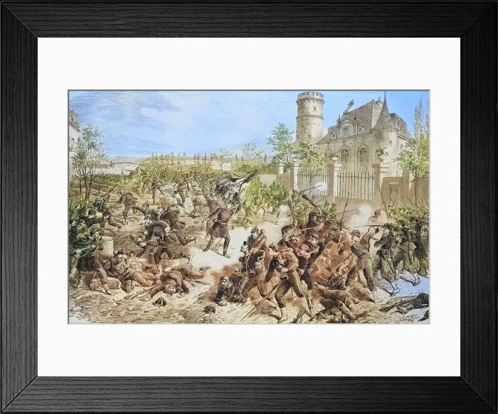 Framed Print : General von Budritzki and the 2nd battalion of the grenadiers guard regiment at the entrance to Le Bourget, illustrated war history, German, French war 1870-1871, Germany, France Framed Print : General von Budritzki and the 2nd battalion of the grenadiers guard regiment at the entrance to Le Bourget, illustrated war history, German, French war 1870-1871, Germany, France