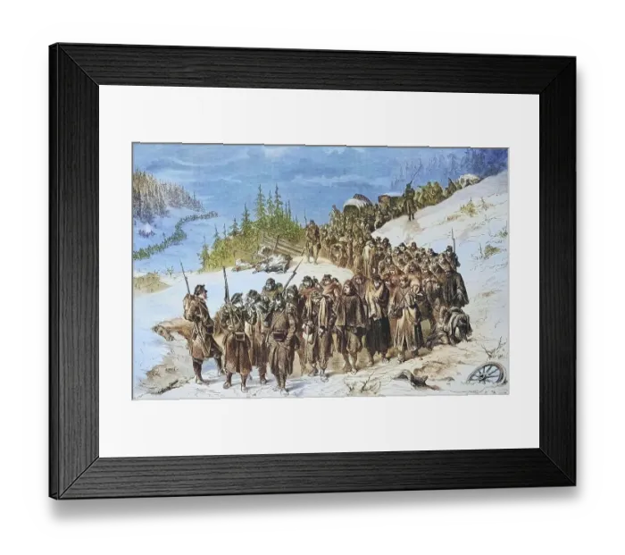 Framed Print : Swiss military escorting French soldiers in Neuchatel Jura on 3 January 1871, illustrated war history, German, French war 1870-1871, Germany, France, Swiss military escorting French soldiers in Neuchatel Jura on 3 January 1871