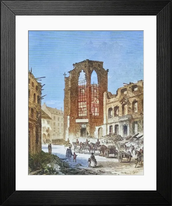 Framed Print : The destroyed library building in Strasbourg in 1870, illustrated war history, German, French war 1870-1871, Germany, France Framed Print : The destroyed library building in Strasbourg in 1870, illustrated war history, German, French war 1870-1871, Germany, France