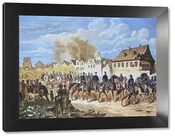 Entry of General Werder in Strasbourg after the capitulation on 30 September 1870, illustrated war history, German, French war 1870-1871, Germany, France