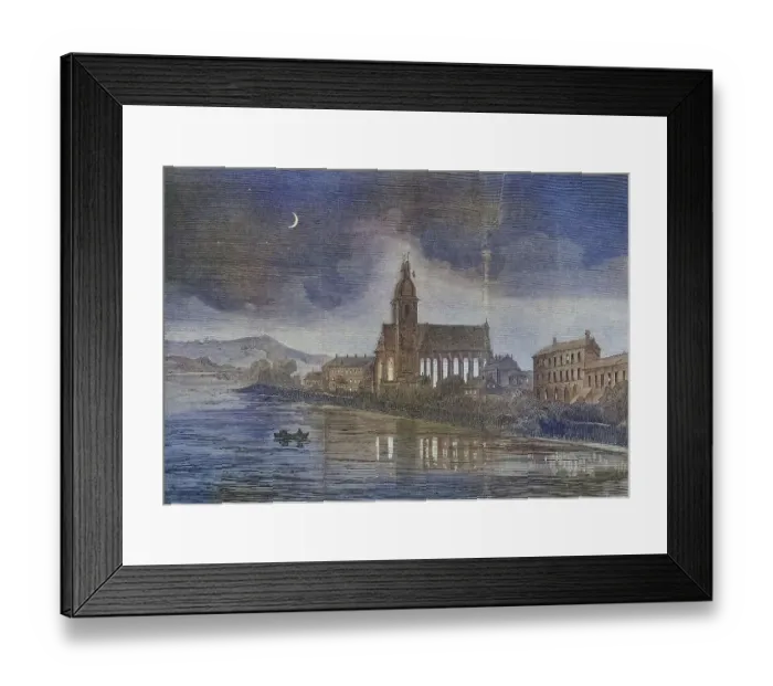 Framed Print : Night picture of the seminary church in Pont-a-Mousson, illustrated war chronicle 1870-1871, Franco-German campaign, Germany, France Framed Print : Night picture of the seminary church in Pont-a-Mousson, illustrated war chronicle 1870-1871, Franco-German campaign, Germany, France