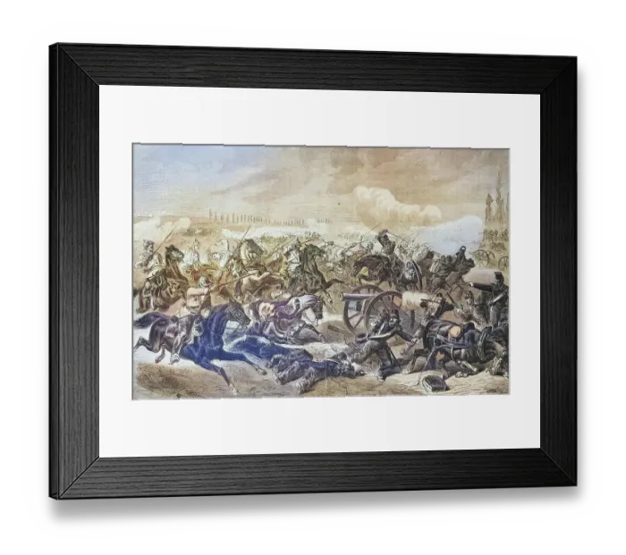 Framed Print : Capture of a French battery by the 7th Prussian Cuerassier Regiment at Mars-la-Tour, illustrated war chronicle 1870-1871, Franco-German campaign, Germany, France Framed Print : Capture of a French battery by the 7th Prussian Cuerassier Regiment at Mars-la-Tour, illustrated war chronicle 1870-1871, Franco-German campaign, Germany, France