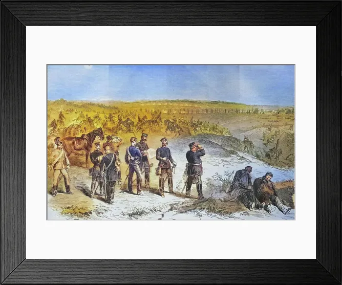 Framed Print : Saxons attacking near St. Marie aux Chenes on August 18th, 1870, illustrated war history, German, French war 1870-1871, Germany, France, The Battle of Gravelotte (called Bataille de Saint-Privat in France)