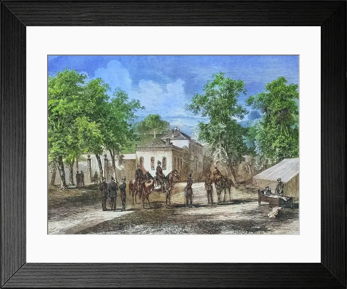 Framed Print : The headquarters of Prince Friedrich Carl zu Corny, near Metz, illustrated war history, German, French war 1870-1871, Germany, France Framed Print : The headquarters of Prince Friedrich Carl zu Corny, near Metz, illustrated war history, German, French war 1870-1871, Germany, France