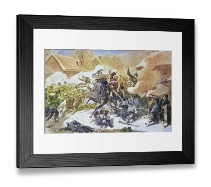 Framed Print : Battle near La Force on the 11th of January, 1871, illustrated war history, German, French war 1870-1871, Germany, France Framed Print : Battle near La Force on the 11th of January, 1871, illustrated war history, German, French war 1870-1871, Germany, France