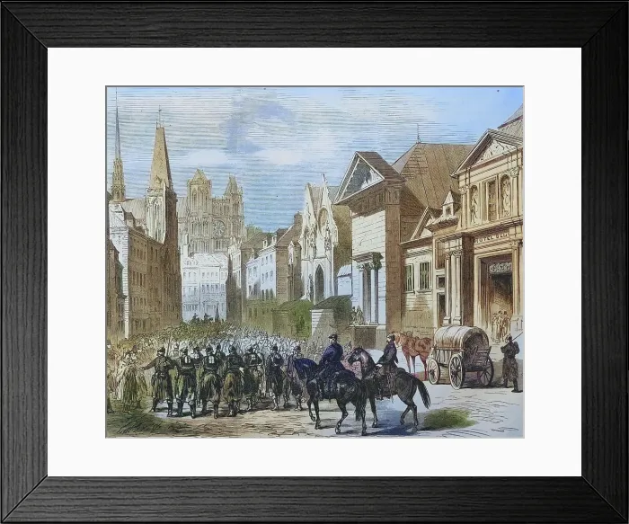 Framed Print : Invasion of the German troops in Amiens after the battle with Moreuil, on the 28th of November, 1870, illustrated war history, German, French war 1870-1871, Germany, France Framed Print : Invasion of the German troops in Amiens after the battle with Moreuil, on the 28th of November, 1870, illustrated war history, German, French war 1870-1871, Germany, France