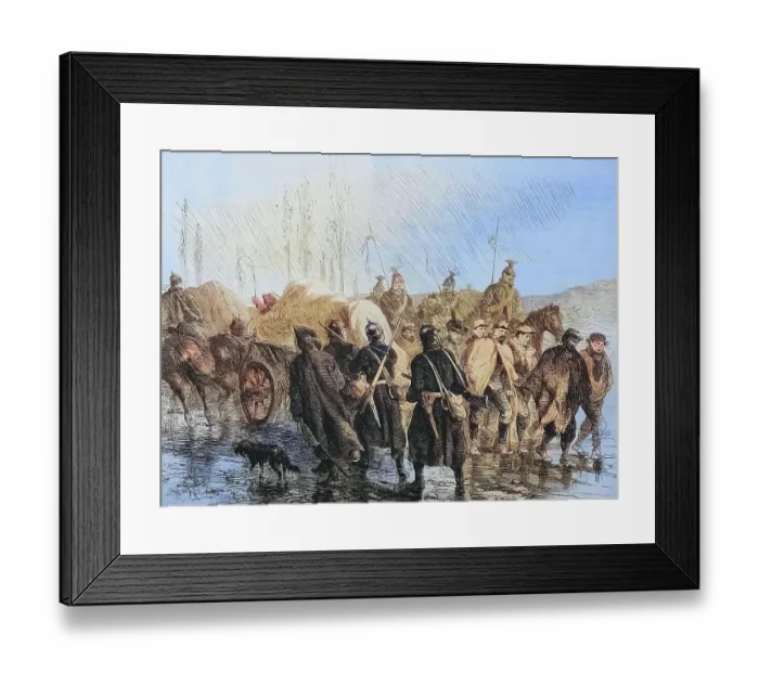 Framed Print : On the country road in the Franche Comte, transport of caught French, illustrated war history, German, French war 1870-1871, Germany, France Framed Print : On the country road in the Franche Comte, transport of caught French, illustrated war history, German, French war 1870-1871, Germany, France