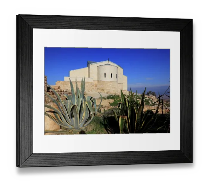 Framed Print : Moses Memorial Church on Mount Nebo, Byzantine pilgrimage centre on the summit of Mount Nebo, Mount Nebo, Abarim Mountains, Jordan Framed Print : Moses Memorial Church on Mount Nebo, Byzantine pilgrimage centre on the summit of Mount Nebo, Mount Nebo, Abarim Mountains, Jordan