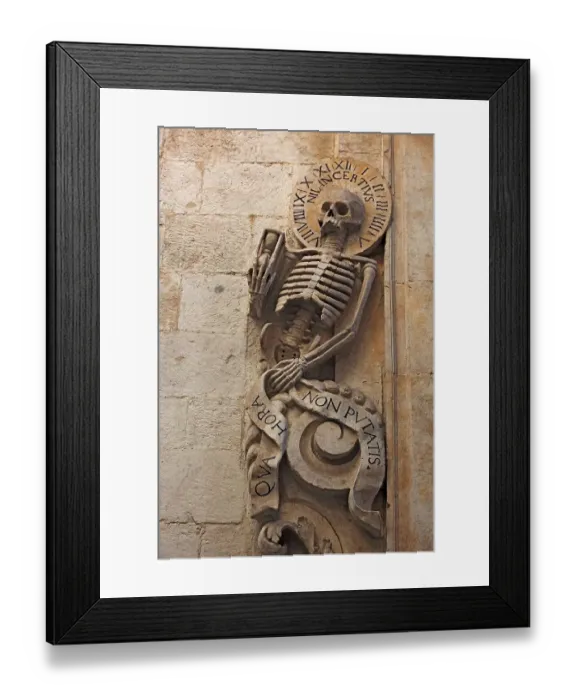 Framed Print : Bitonto, Chiesa del Purgatorio, skeletal sculptures on the portal, Apulia, Italy Framed Print : Bitonto, Chiesa del Purgatorio, skeletal sculptures on the portal, Apulia, Italy