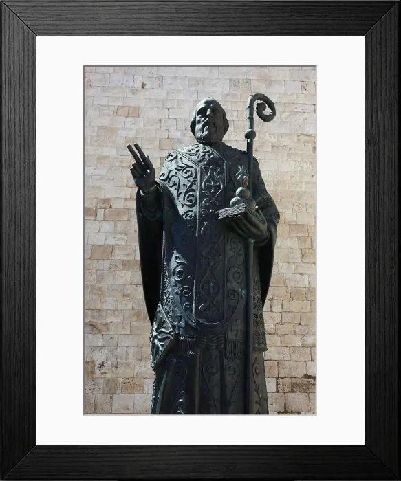 Framed Print : Figure of the saint at the Basilica of San Nicola, Basilica of St. Nicholas of Myra, Bari, Apulia, Italy Framed Print : Figure of the saint at the Basilica of San Nicola, Basilica of St. Nicholas of Myra, Bari, Apulia, Italy