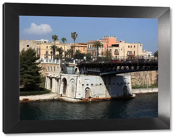 Ponte Girevole, revolving bridge, swing bridge of Taranto, connects the old town with the new town of Taranto, Apulia, Italy
