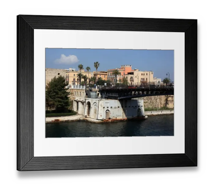 Framed Print : Ponte Girevole, revolving bridge, swing bridge of Taranto, connects the old town with the new town of Taranto, Apulia, Italy