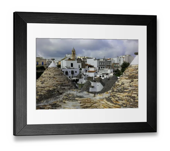 Framed Print : Alberobello, view over the trulli to the church of Santa Lucia, Puglia, Italy Framed Print : Alberobello, view over the trulli to the church of Santa Lucia, Puglia, Italy