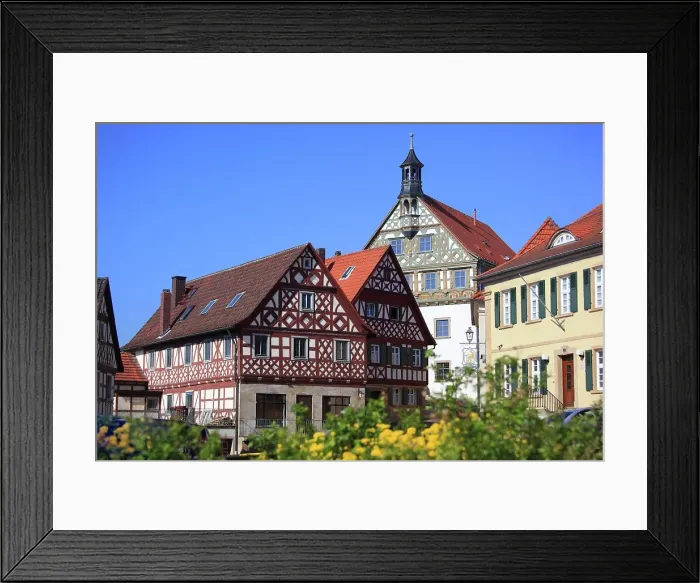 Framed Print : Old town and town hall of Burgkunstadt, Lichtenfels district, Upper Franconia, Bavaria, Germany