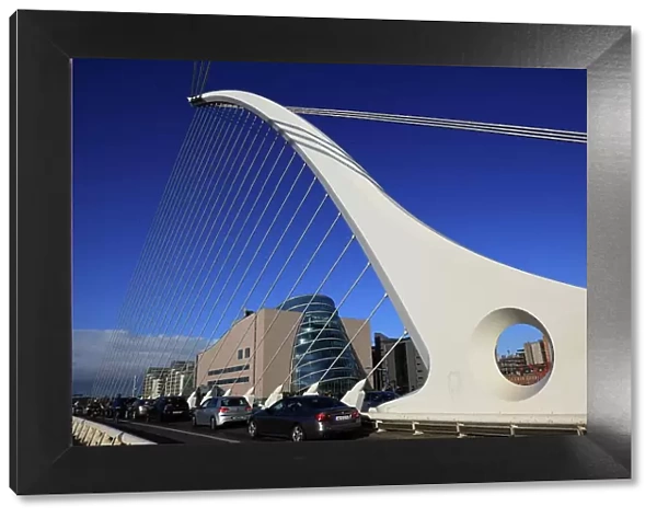 Samuel Beckett Bridge, Droichead Samuel Beckett, a cable-stayed bridge over the River Liffey in Dublin, Ireland