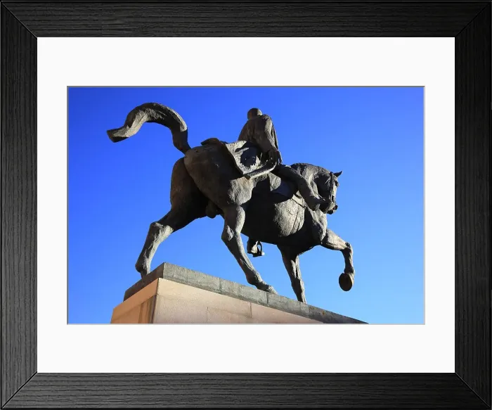 Framed Print : Equestrian statue of Carol I, in front of the University Library, Bucharest, Romania Framed Print : Equestrian statue of Carol I, in front of the University Library, Bucharest, Romania