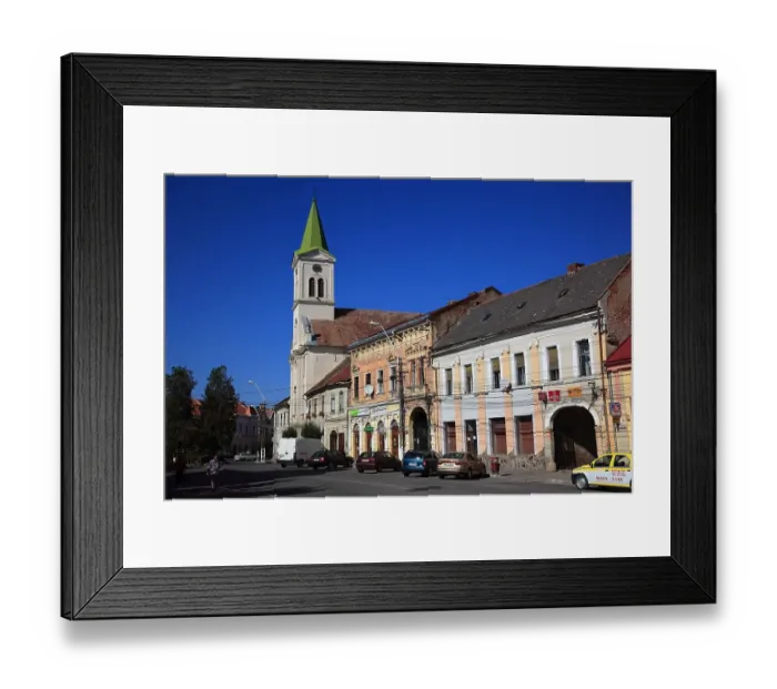 Framed Print : Town centre and Roman Catholic Church of Aiud, German Strassburg am Mieresch, a town in Alba County, Transylvania, Romania Framed Print : Town centre and Roman Catholic Church of Aiud, German Strassburg am Mieresch, a town in Alba County, Transylvania, Romania