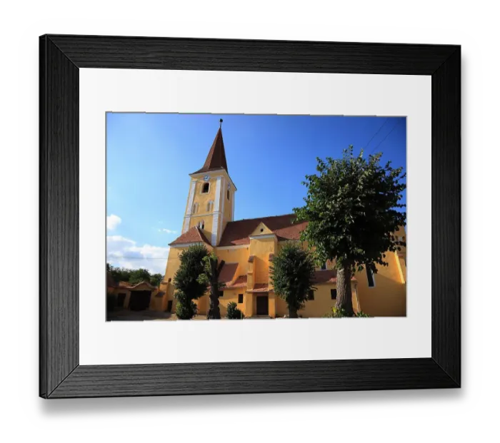 Framed Print : Protestant church, built in 1238 as a three-nave Romanesque basilica with a west tower, destroyed during the Turkish Wars, rebuilt as a fortified church in the Gothic style around 1500 Framed Print : Protestant church, built in 1238 as a three-nave Romanesque basilica with a west tower, destroyed during the Turkish Wars, rebuilt as a fortified church in the Gothic style around 1500