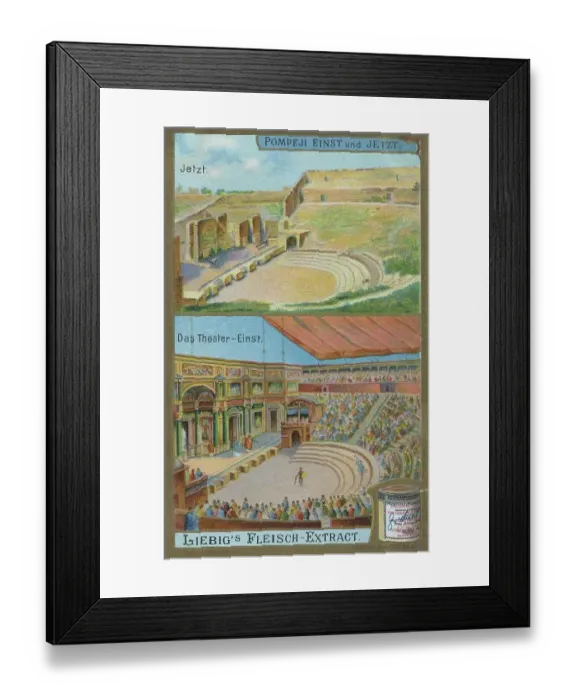 Framed Print : Picture series Pompeii once and in 1900, Italy, the theatre, digitally restored reproduction of a collective picture from ca 1900, public domain, exact date unknown