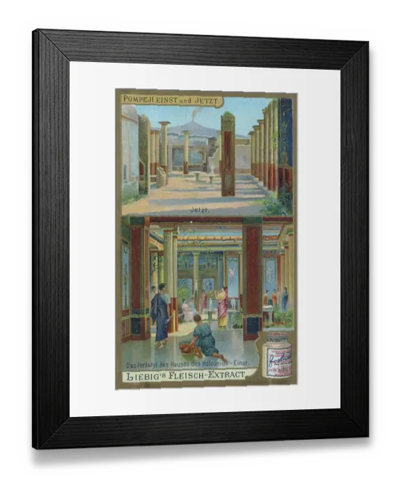 Framed Print : Picture series Pompeii once and in 1900, Italy, the peristyle of the house of Holconius, digitally restored reproduction of a collective picture from ca 1900, in the public domain, exact date unknown
