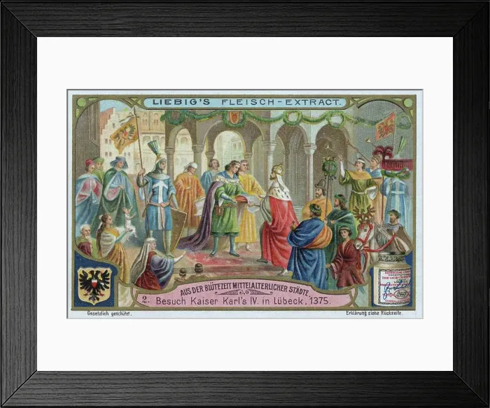 Framed Print : Picture series from the heyday of medieval cities, visit of Emperor Charles IV to Luebeck, 1375, Germany, digitally restored reproduction of a collective picture from c. 1900, in the public domain, exact date unknown Framed Print : Picture series from the heyday of medieval cities, visit of Emperor Charles IV to Luebeck, 1375, Germany, digitally restored reproduction of a collective picture from c. 1900, in the public domain, exact date unknown
