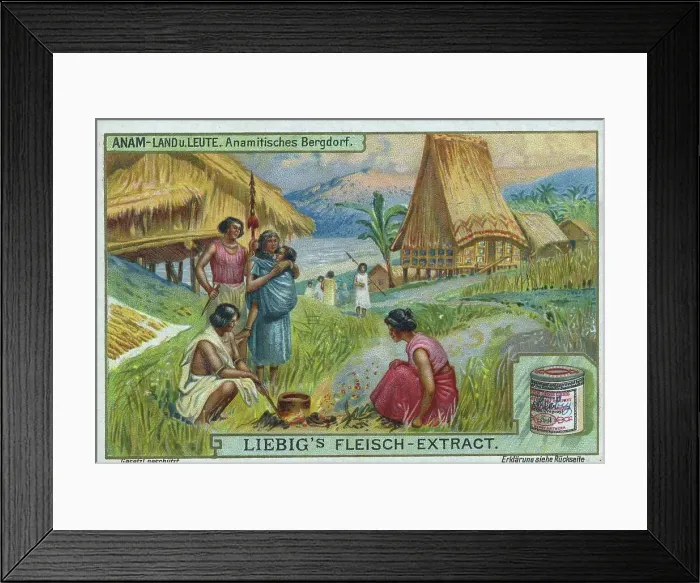 Framed Print : Picture series Anam, Land and People, Vietnam, Anamite mountain village with woman cooking on an open fire, digitally restored reproduction of a collector's picture from ca 1900, public domain, exact date unknown Framed Print : Picture series Anam, Land and People, Vietnam, Anamite mountain village with woman cooking on an open fire, digitally restored reproduction of a collector's picture from ca 1900, public domain, exact date unknown