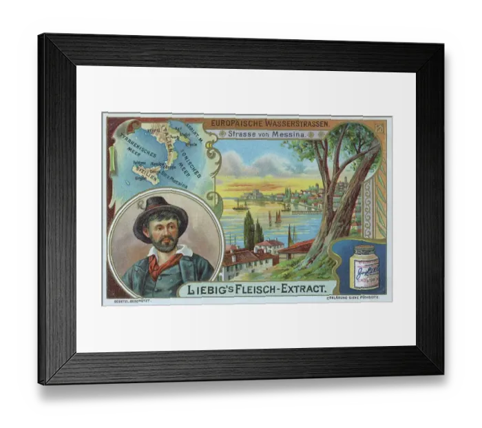 Framed Print : Series European Waterways, Strait of Messina, Sicily, Italy, digitally restored reproduction of a collector's picture from c. 1900 Framed Print : Series European Waterways, Strait of Messina, Sicily, Italy, digitally restored reproduction of a collector's picture from c. 1900
