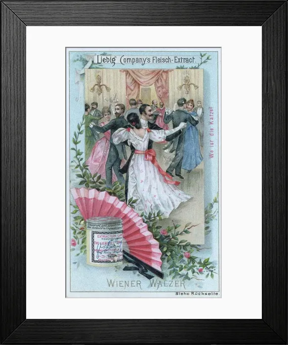 Framed Print : Picture series Dances of the Countries, Viennese Waltz, Austria, digitally restored reproduction of a collector's picture from ca 1900