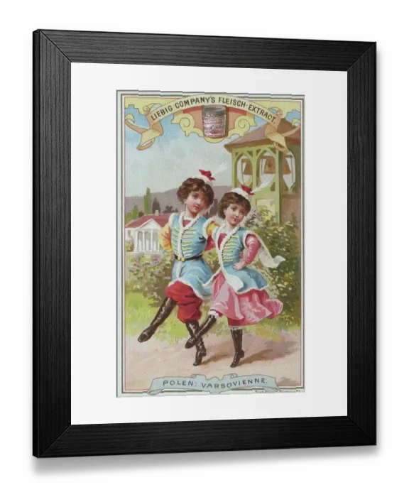 Framed Print : Picture series Dances of the Countries, Poland, Varsovienne, digitally restored reproduction of a collector's picture from c. 1900