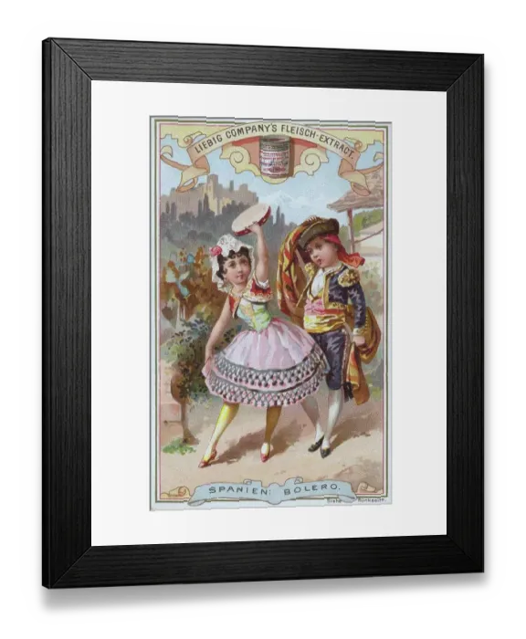 Framed Print : Picture series Dances of the Countries, Spain, Bolero, digitally restored reproduction of a collector's picture from ca 1900 Framed Print : Picture series Dances of the Countries, Spain, Bolero, digitally restored reproduction of a collector's picture from ca 1900