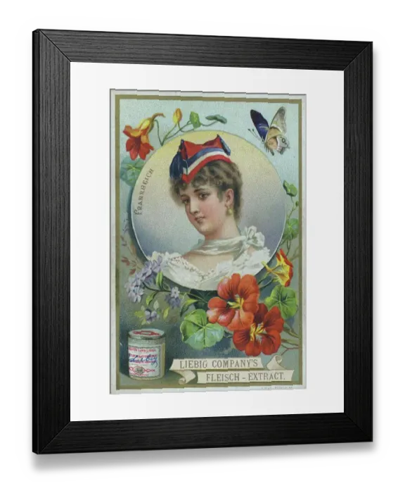 Framed Print : Series of pictures, woman in portrait with headdress, France, nasturtium, digitally restored reproduction of a collector's picture from c. 1900 Framed Print : Series of pictures, woman in portrait with headdress, France, nasturtium, digitally restored reproduction of a collector's picture from c. 1900