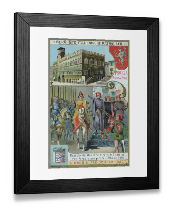 Framed Print : Series of famous Italian town halls, Italy, Perugia, Palazzo dei Priori, Braccio da Montone is proclaimed Lord of Perugia, 19 July 1416, Historic, digitally restored reproduction of a collector's picture from c. 1900, exact date unknown Framed Print : Series of famous Italian town halls, Italy, Perugia, Palazzo dei Priori, Braccio da Montone is proclaimed Lord of Perugia, 19 July 1416, Historic, digitally restored reproduction of a collector's picture from c. 1900, exact date unknown