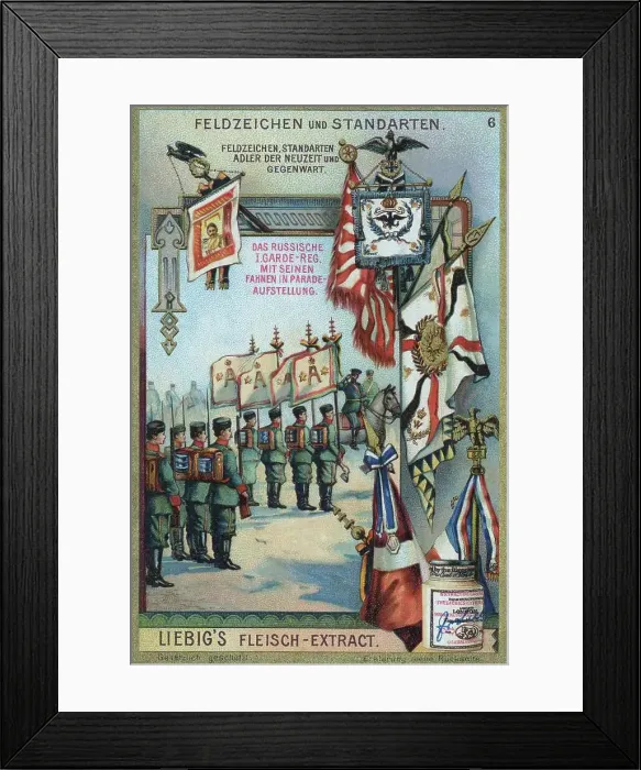 Framed Print : Series Field Signs and Standards, Eagle of the Modern Era c. 1910, the Russian Guard Regiment with its flags in parade position, Russia, digitally restored reproduction of a collector's picture from c. 1900 Framed Print : Series Field Signs and Standards, Eagle of the Modern Era c. 1910, the Russian Guard Regiment with its flags in parade position, Russia, digitally restored reproduction of a collector's picture from c. 1900