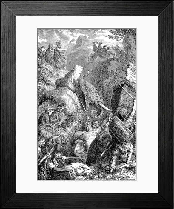 Framed Print : Hannibal's crossing of the Alps in 218 BC was one of the most important events of the Second Punic War, History of Ancient Rome, Roman Empire, Italy, Historical, digitally restored reproduction of a 19th century original Framed Print : Hannibal's crossing of the Alps in 218 BC was one of the most important events of the Second Punic War, History of Ancient Rome, Roman Empire, Italy, Historical, digitally restored reproduction of a 19th century original