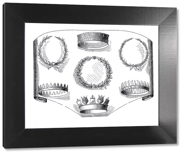 Roman crowns in ancient Rome, the history of ancient Rome, Roman Empire, Italy, Historical, digitally restored reproduction of a 19th century original