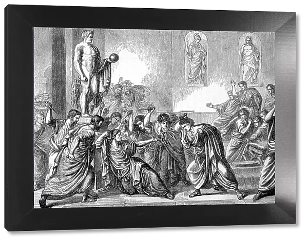 The Death of Caesar, 44 BC Gaius Julius Caesa, Rome, History of Ancient Rome, Roman Empire, Italy, Historical, digitally restored reproduction of a 19th century original