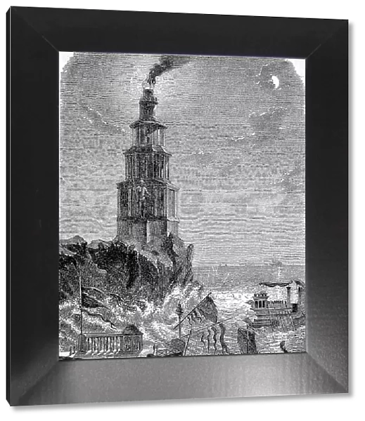 The Lighthouse of Alexandria, The Pharos of Alexandria, The History of Ancient Rome, Roman Empire, Italy, Historical, digitally restored reproduction of a 19th century original