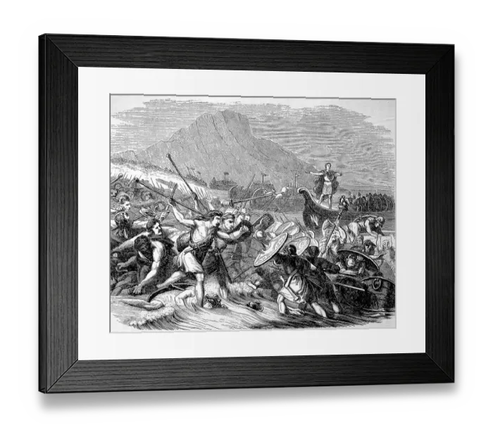 Framed Print : Gaius Iulius Caesar and his soldiers reached Britain, 55 BC the History of Ancient Rome, Roman Empire, Italy, Historical, digitally restored reproduction of a 19th century original Framed Print : Gaius Iulius Caesar and his soldiers reached Britain, 55 BC the History of Ancient Rome, Roman Empire, Italy, Historical, digitally restored reproduction of a 19th century original