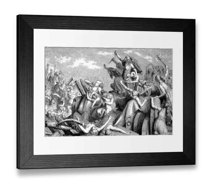 Framed Print : The ancient people of the Cimbri and Teutons defending their chariot castle against the Roman soldiers, History of Ancient Rome, Roman Empire, Italy, Historical, digitally restored reproduction of a 19th century original Framed Print : The ancient people of the Cimbri and Teutons defending their chariot castle against the Roman soldiers, History of Ancient Rome, Roman Empire, Italy, Historical, digitally restored reproduction of a 19th century original