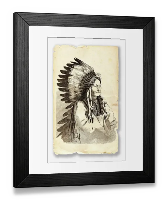 Framed Print : Native American Chief Sitting Bull engraving 1882