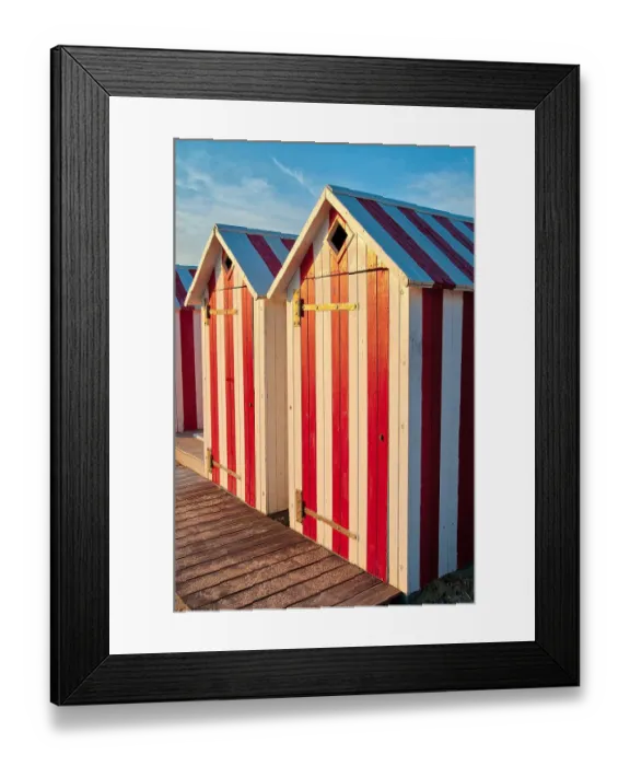 Framed Print : The red and white beach huts of Saint-Cyr-sur-Mer in France Framed Print : The red and white beach huts of Saint-Cyr-sur-Mer in France