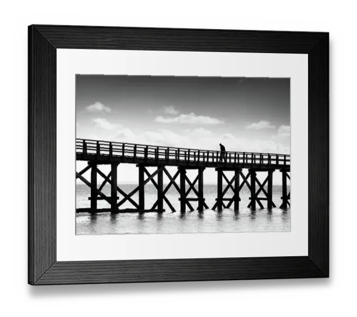 Framed Print : Sad or pensive man walking on a pontoon, France Framed Print : Sad or pensive man walking on a pontoon, France