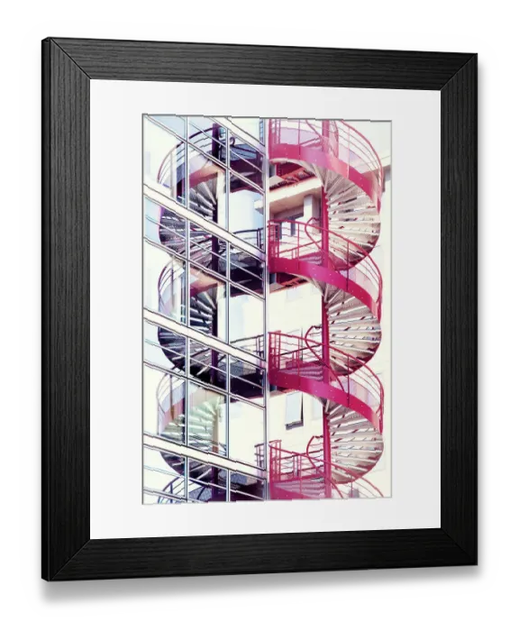 Framed Print : Fire escape and its reflection on a building in La Defense, Nanterre, France Framed Print : Fire escape and its reflection on a building in La Defense, Nanterre, France