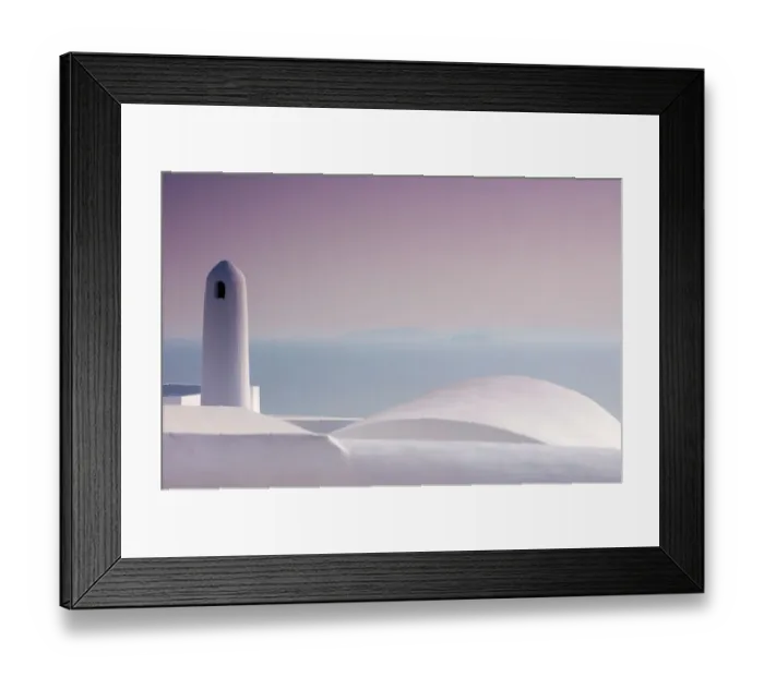 Framed Print : Sunrise on a white house in Santorini, Greece