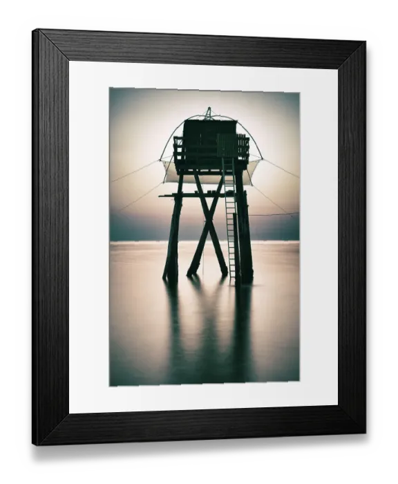 Framed Print : Fishing cabin on stilts (fishery), Atlantic Ocean, France